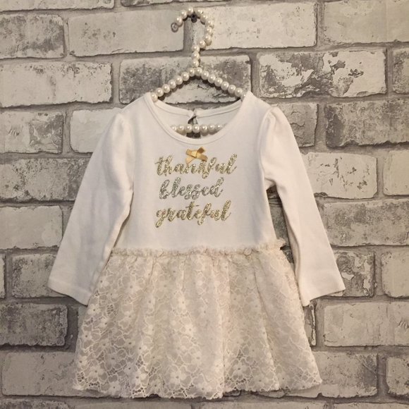 "Thankful, Blessed, Grateful Holiday Dress 12 Mths - Picture 1 of 5